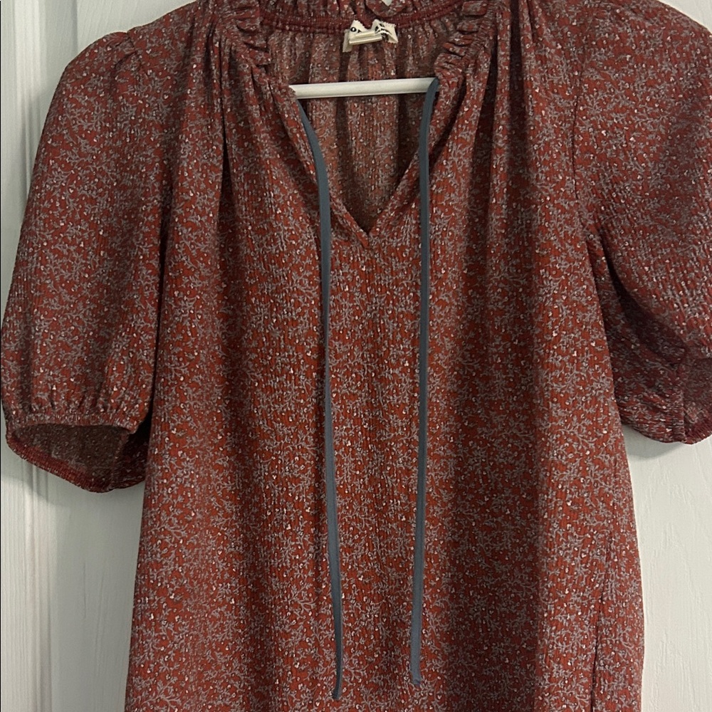 Chic Rust Puff Sleeve Blouse
